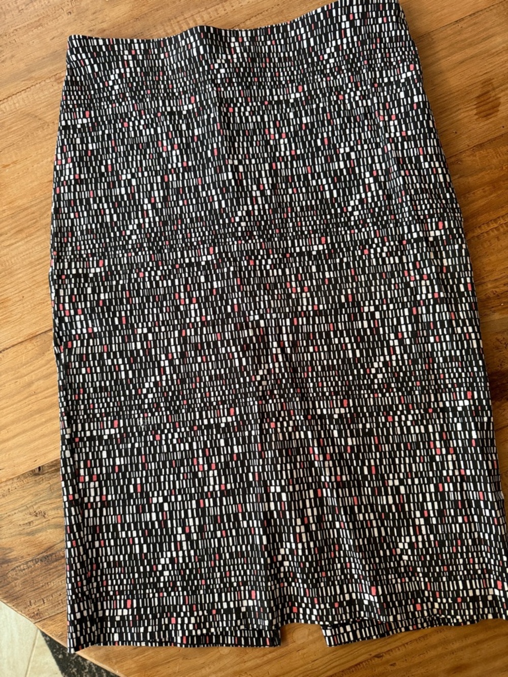 Black Geometric Pencil Skirt with Pink and White Accents